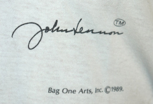 T-Shirt John Lennon Self Portrait & Yoko Ono – Bag One Arts Inc. © 1989 – Seiko Edition dettaglio logo + autografo+ brand