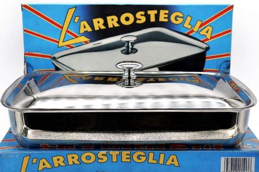 Arrostiera Aeternum (1pz) 30×20 in acciaio inox 18/10 coperchio – Epoca: Fine anni ’90 – primi anni 2000