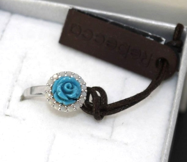 Anello da Donna Rebecca con Rosa di Turchese-cod BMDABT03