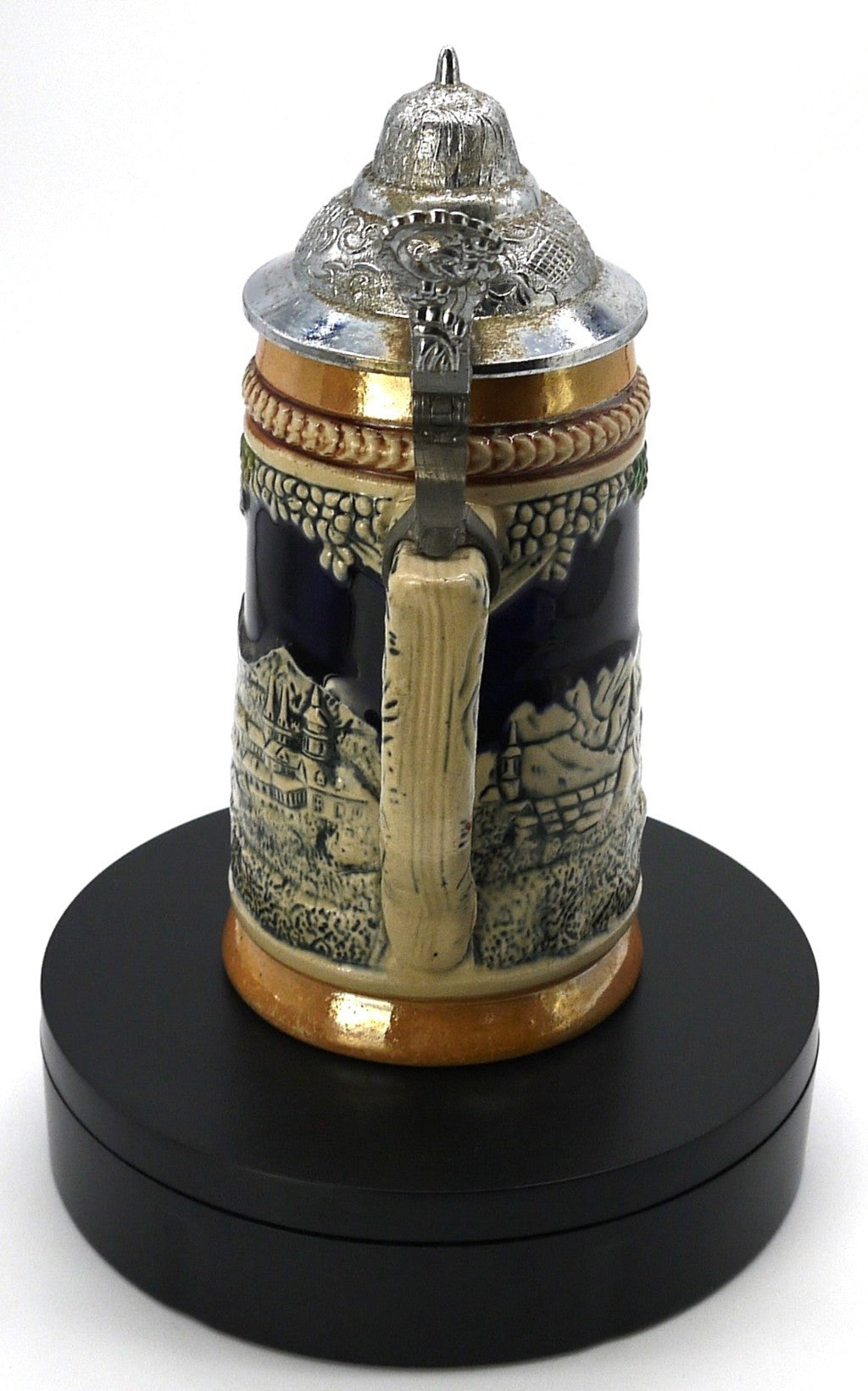 Boccale tradizionale per birra con coperchio e manico in Peltro -300cc-Epoca:1970/71