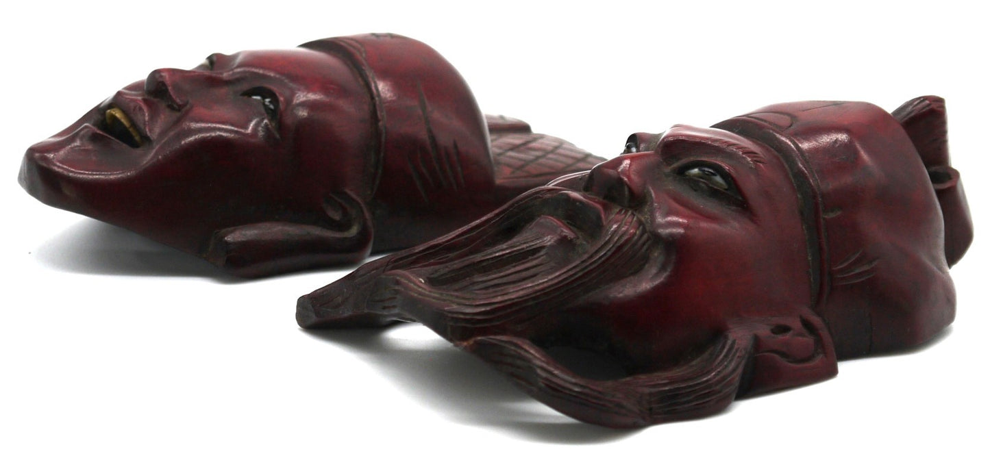 Handcrafted Chinese masks made of rosewood - Period: 1973