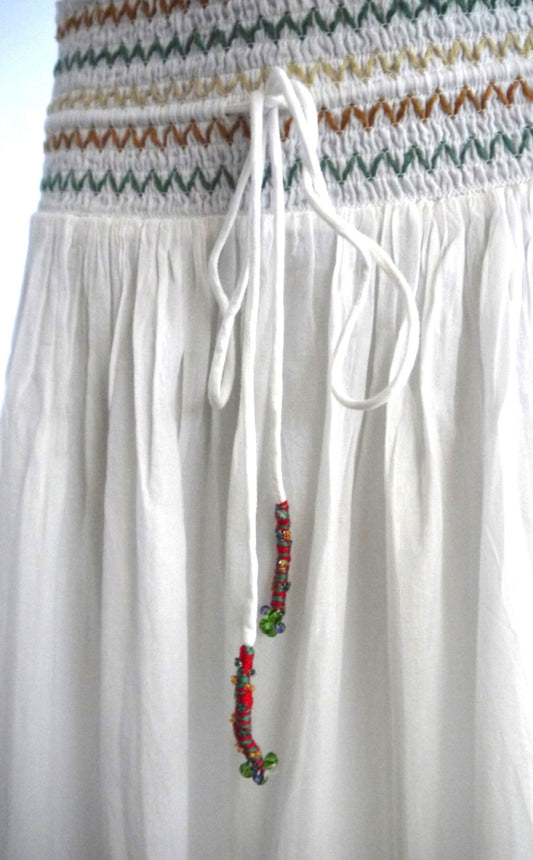 Maxi Gonna Zara con Ricami Marini e Coulisse con Perline dettaglio coulisse