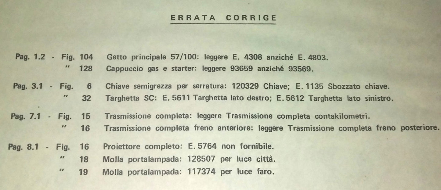 Motovespa/Piaggio Toledo Spare Parts Catalog + Price List - Period: 1980/83