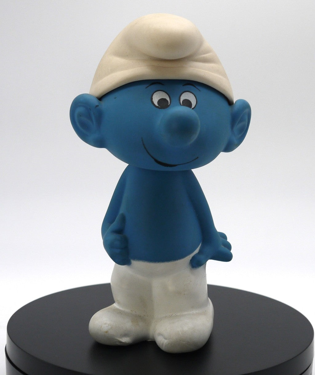 Puffo Vintage 1982 Peyo - in Gomma Morbida con Sonaglio -15cm-Epoca:1982