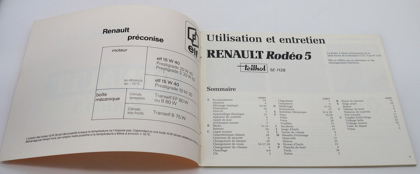 Original Renault Rodeo 5 Part 5e 1128 Owner's Manual - Period: 1981/82