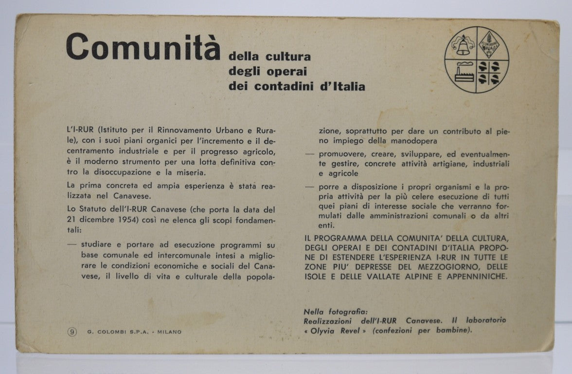 Olivetti Series - No. 3 Brochures and 1 Original Postcard - Period: 1950/60