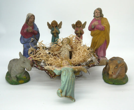 Statuine Presepe d'epoca Natività-articoli artigianali Italiani-Epoca:1940/50