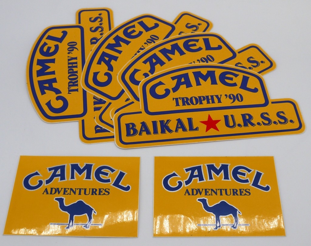 Autocollants vintage originaux « Camel Trophy/Adventures » - 6 pièces - Période : 1990