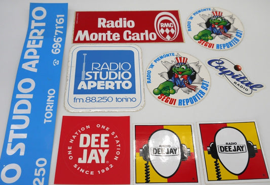 Stickers vintage Originali "Emittenti Radio anni 80/90/2000" - 10 pz-