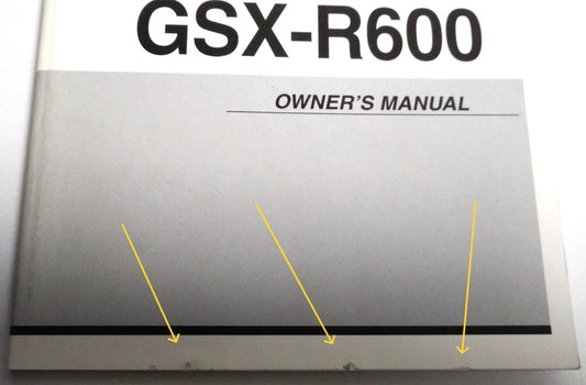 Manuale d'Uso Originale Suzuki GSX-R600 K3 – Owner's Manual OEM Inglese – Epoca: 2003 dettaglio imperfezioni