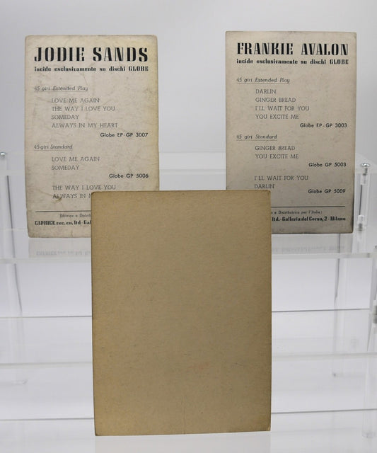 Flyers originaux de Jodie Sands, Frankie Avalon et Sergio Gariglio - Période : 1950/60