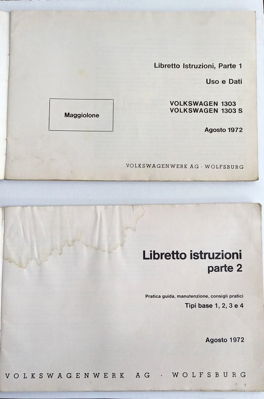Original VW Beetle and Type 1, 2, 3, and 4 Owner's Manuals - Set of 2 - Period: 1972