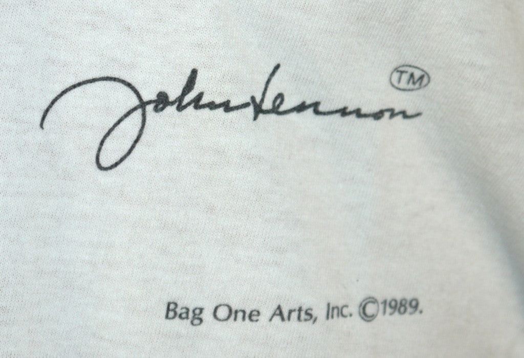 T-Shirt John Lennon Self Portrait & Yoko Ono – Bag One Arts Inc. © 1989 – Seiko Edition dettaglio logo + autografo+ brand
