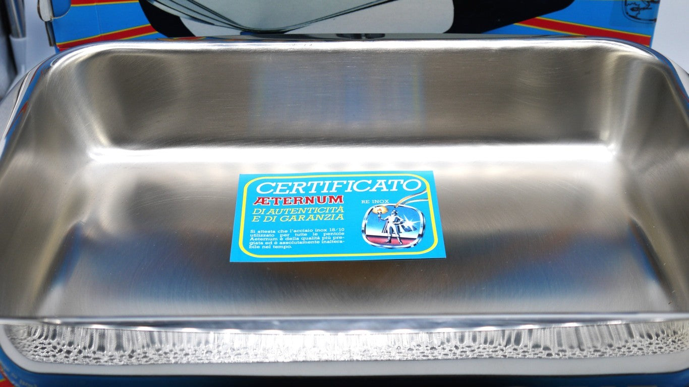 Arrostiera rettangolare con coperchio dettaglio interno e certificato