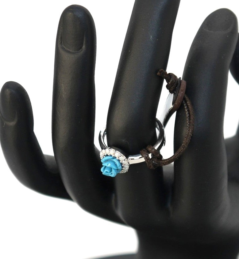 Anello da Donna Rebecca con Rosa di Turchese-cod BMDABT03