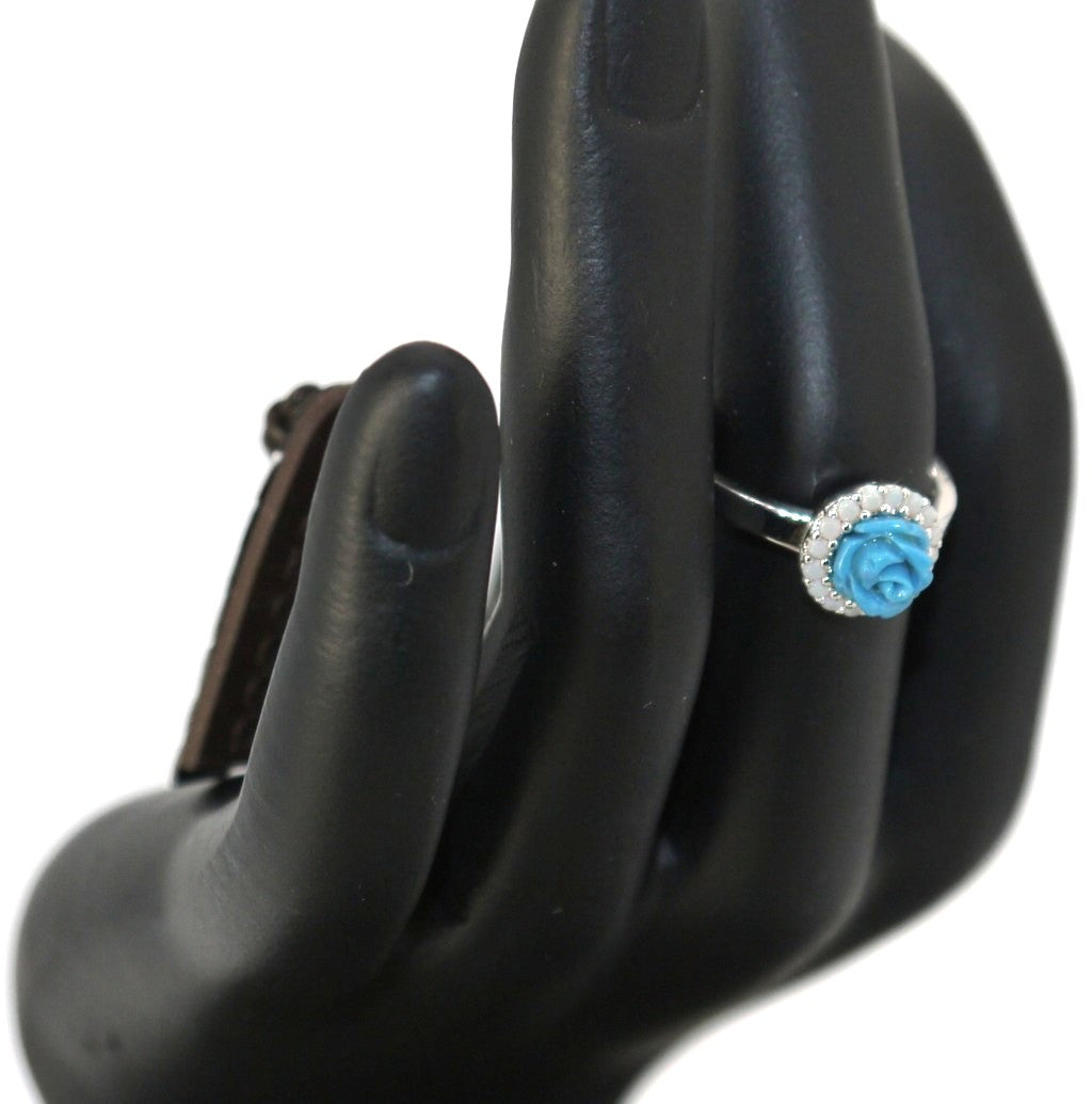 Anello da Donna Rebecca con Rosa di Turchese-cod BMDABT03