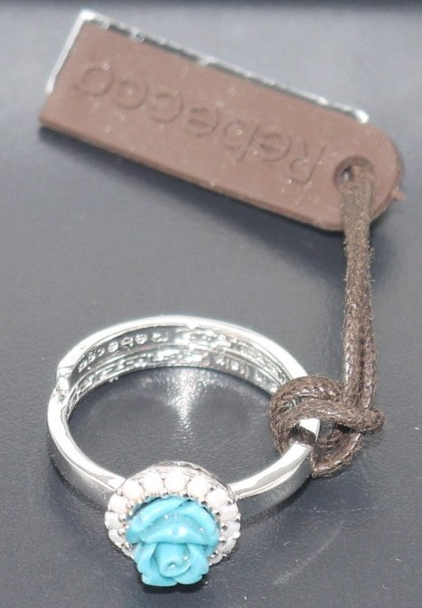 Anello da Donna Rebecca con Rosa di Turchese-cod BMDABT03