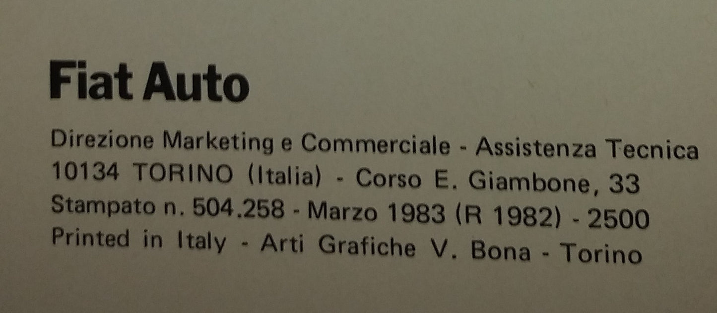 Manuel d'atelier d'origine Fiat Uno - Période : 1983