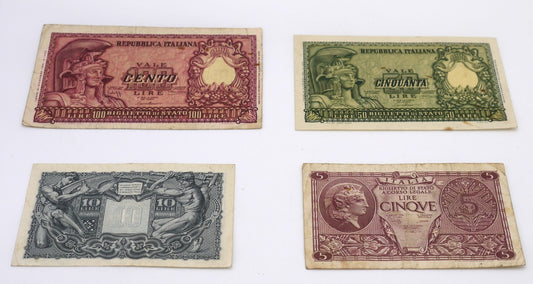 Lot No. 1 - 4 Banknotes of the Italian Republic - Period: 1944-1951