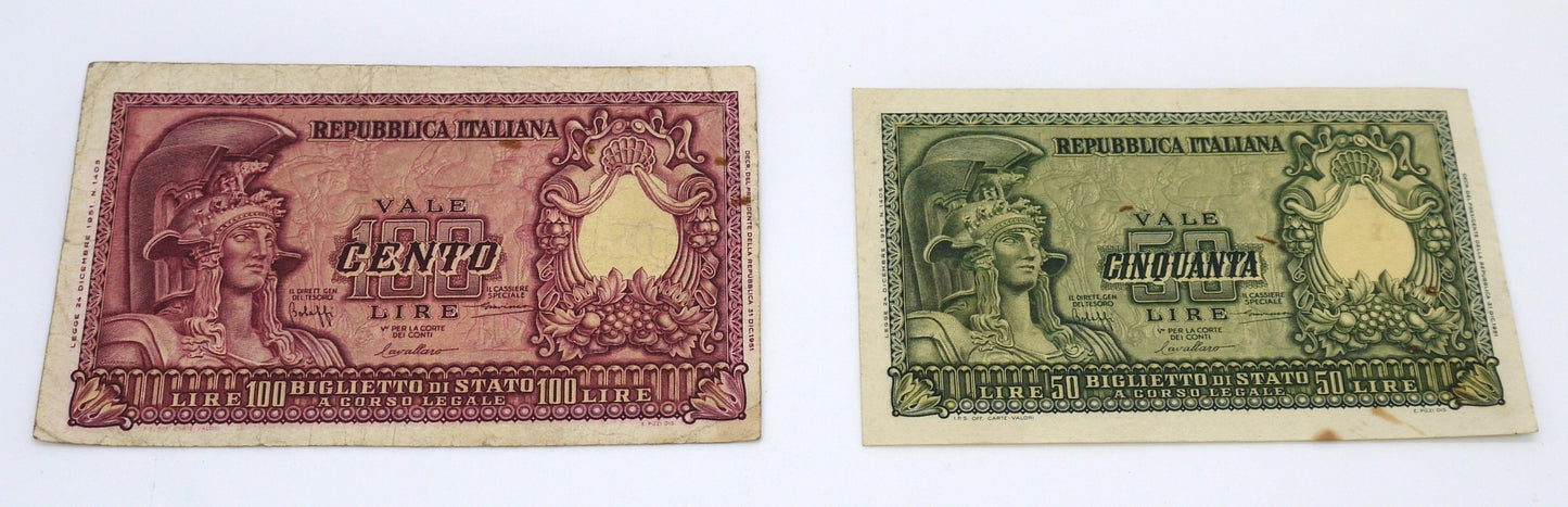 Lotto n°1- 4 Banconote della Repubblica Italiana- Epoca: 1944-1951