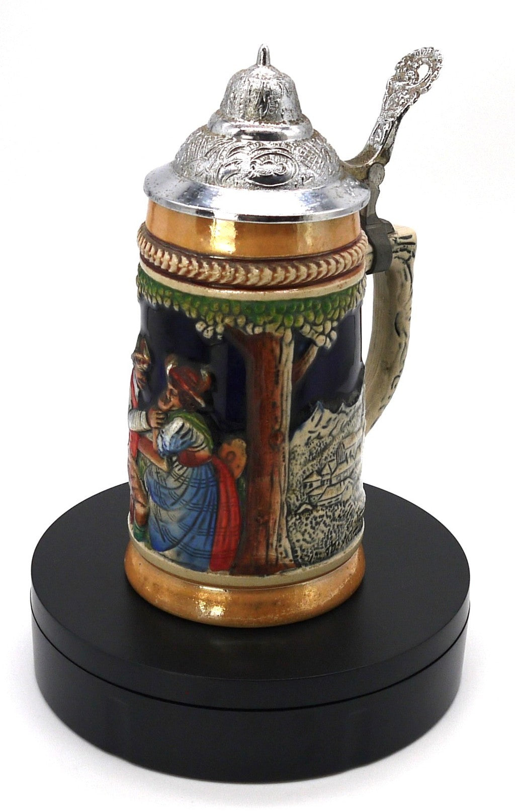 Boccale tradizionale per birra con coperchio e manico in Peltro -300cc-Epoca:1970/71