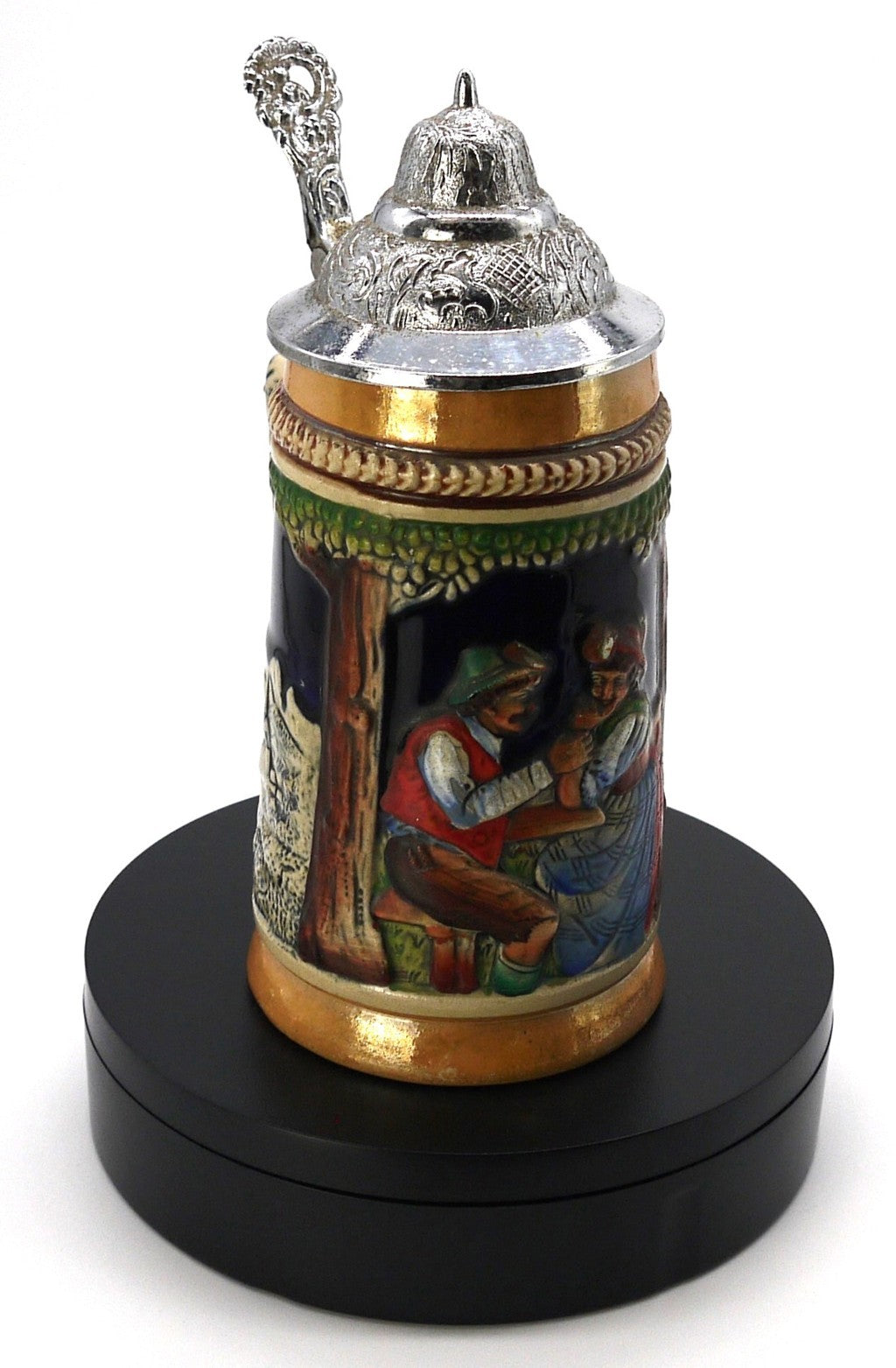 Boccale tradizionale per birra con coperchio e manico in Peltro -300cc-Epoca:1970/71