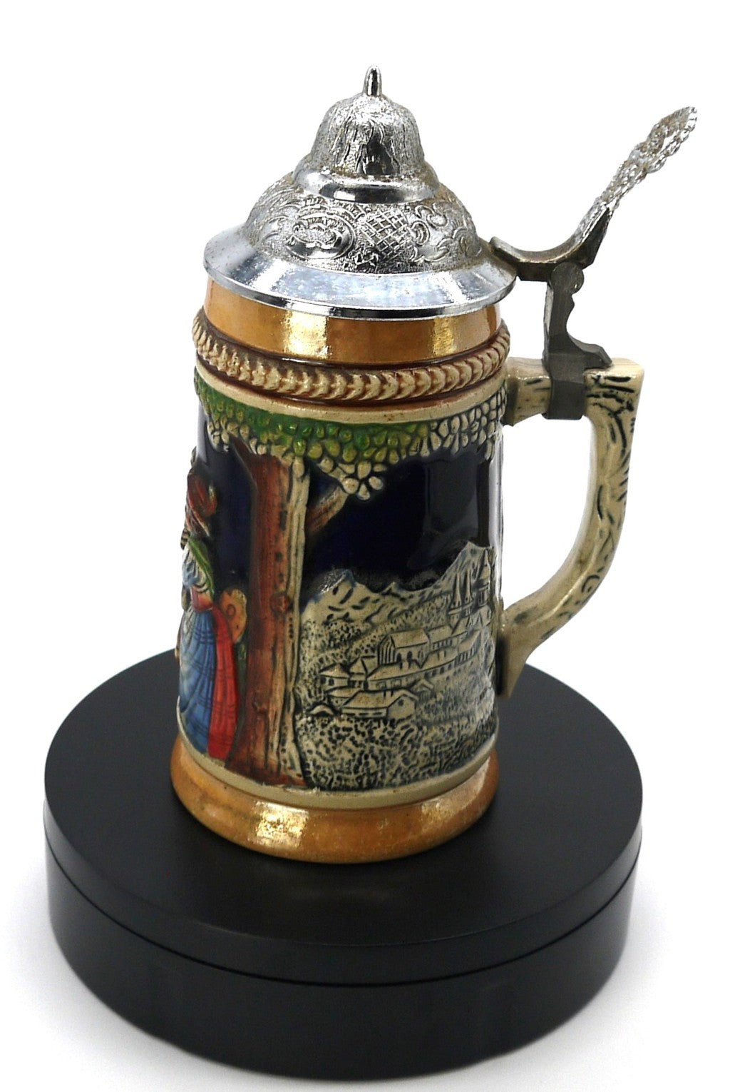 Boccale tradizionale per birra con coperchio e manico in Peltro -300cc-Epoca:1970/71