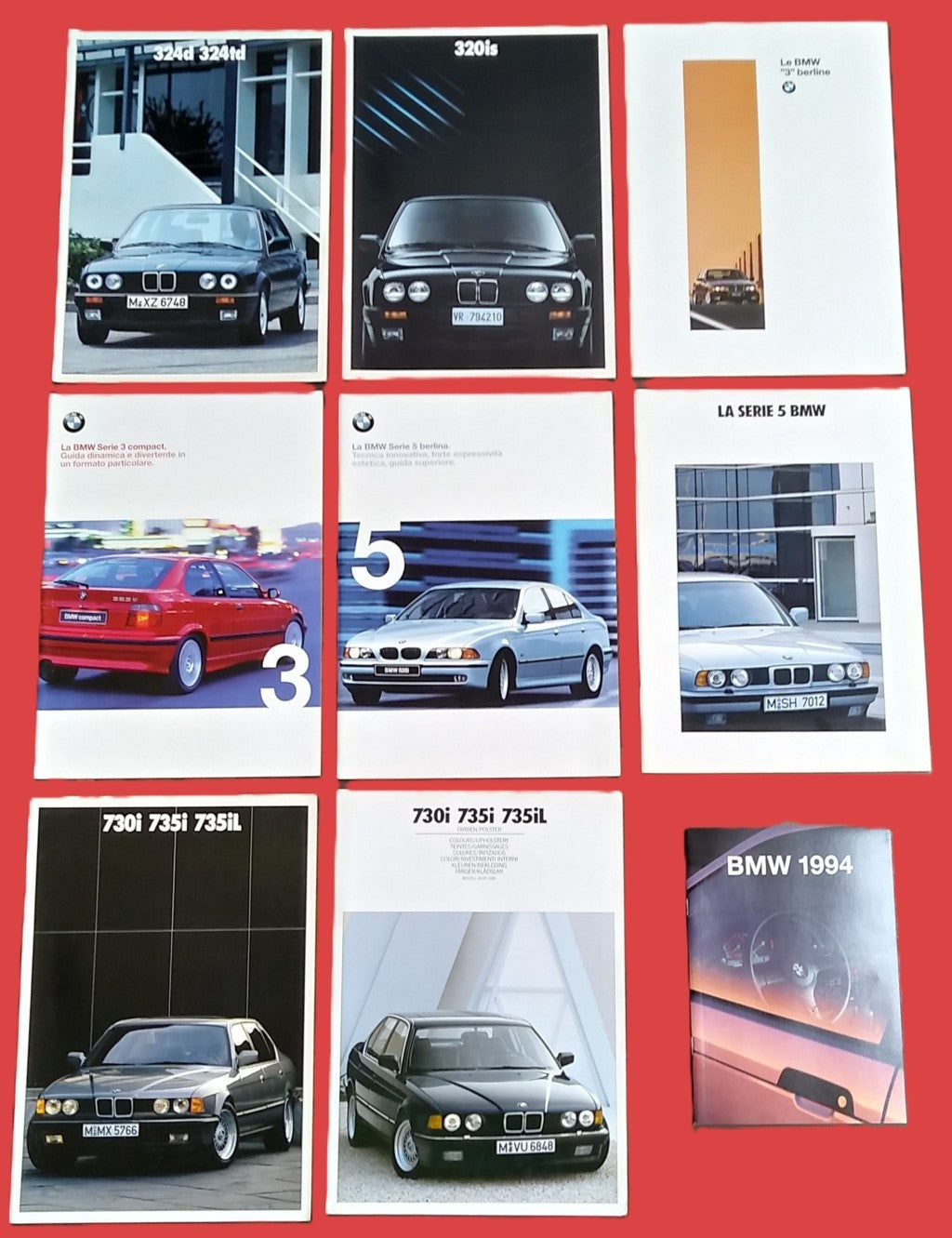 Lot de brochures/dépliants BMW d'origine - Période : années 1980/1990