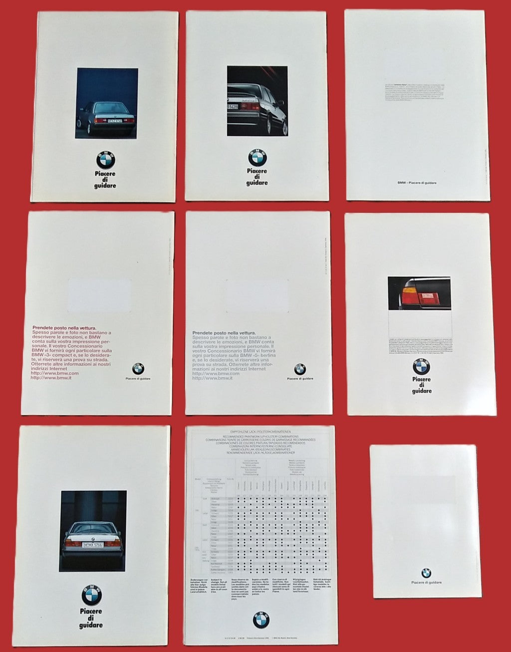 Lot de brochures/dépliants BMW d'origine - Période : années 1980/1990