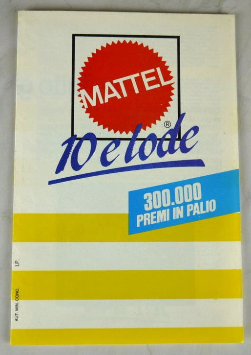 Pieghevole Concorso "Mattel 10 e Lode" volantino vista frontale