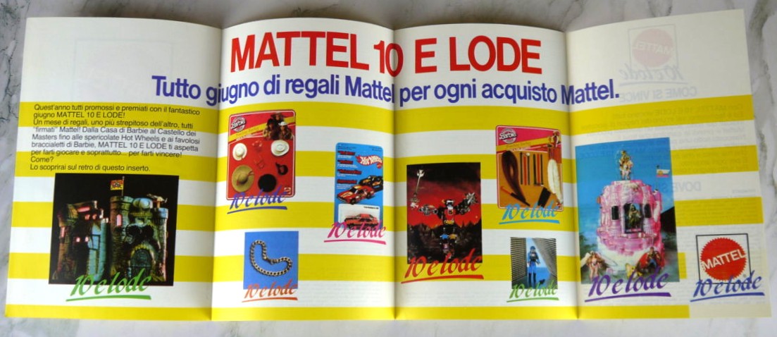 Pieghevole Concorso "Mattel 10 e Lode" volantino vista apertura totale