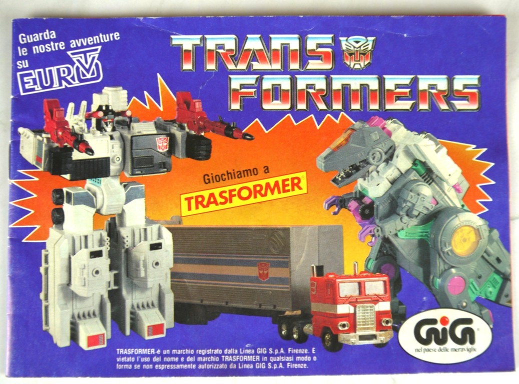 Brochure Transformers Giochiamo a Trasformer  1985 vista copertina frontale