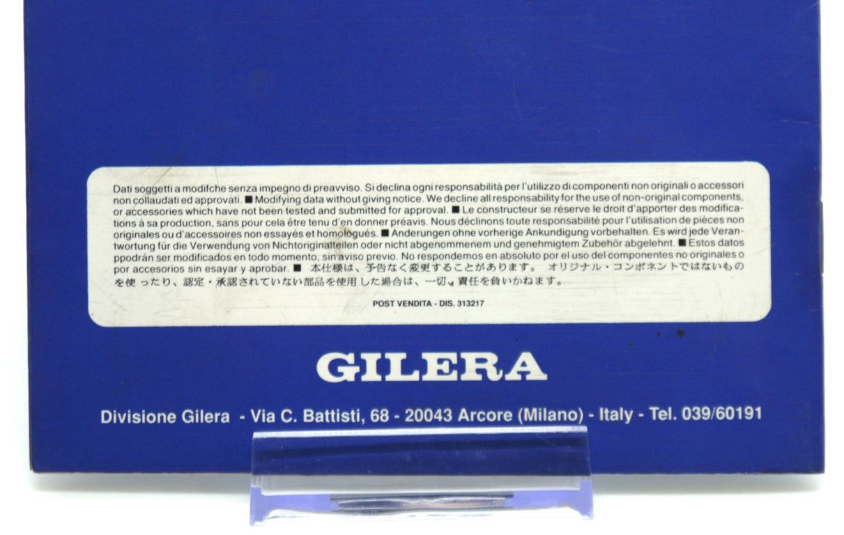 Gilera Bullit 50 – Libretto Uso e Manutenzione dettaglio pie di pagina copertina posteriore
