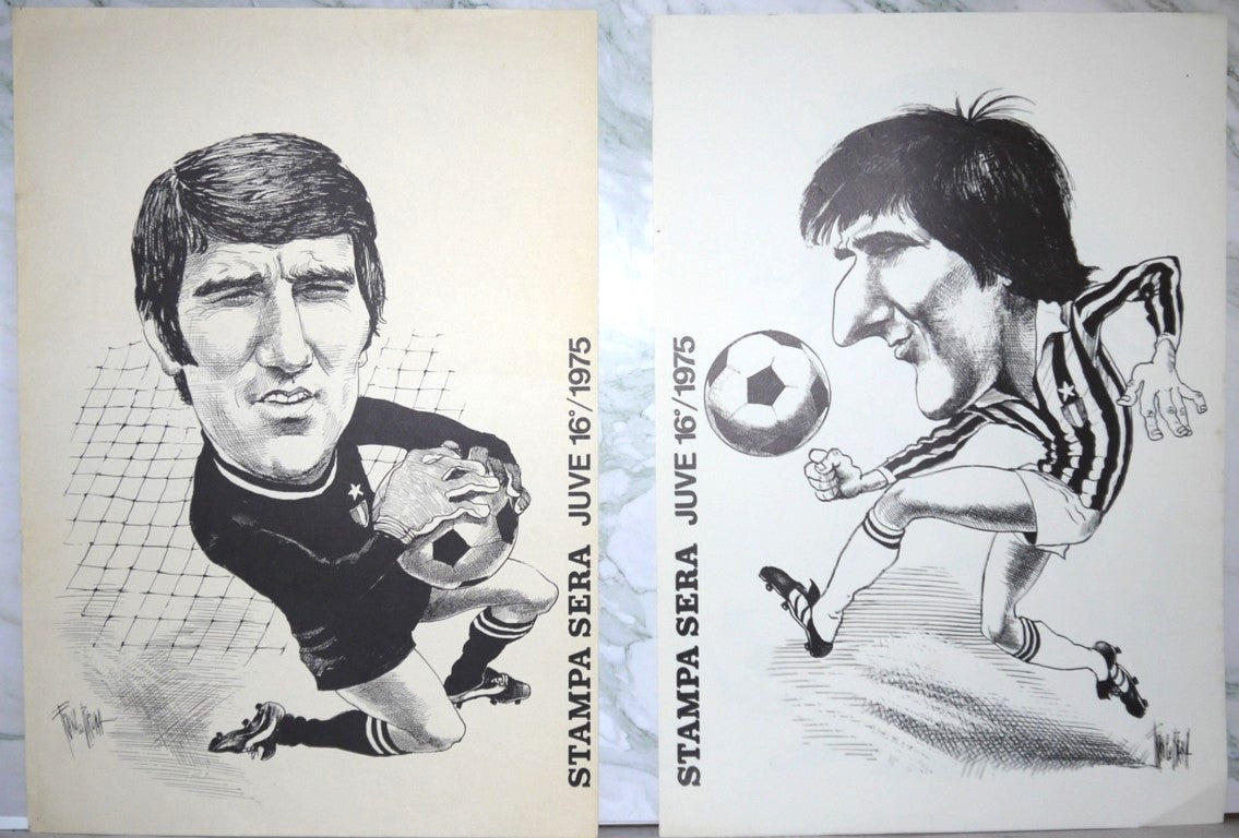 Franco Bruna n°6 caricature la Juventus 74/75 -16ème Scudetto - Époque : 1974/1975