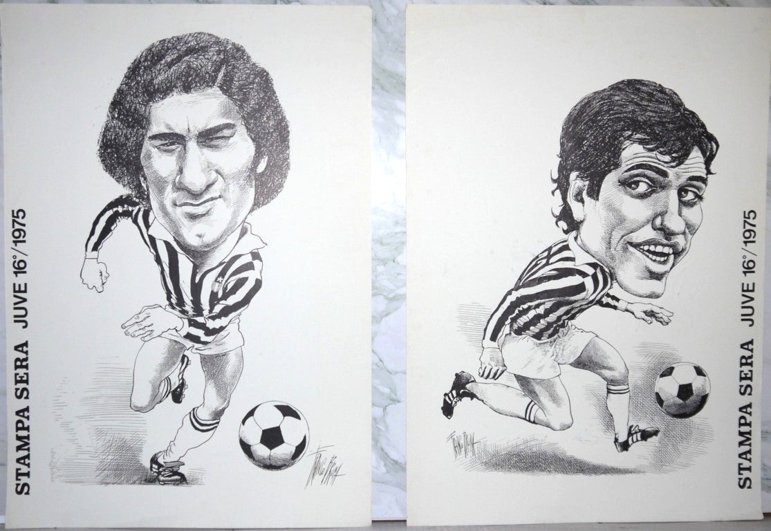 Franco Bruna n°6 caricature la Juventus 74/75 -16ème Scudetto - Époque : 1974/1975