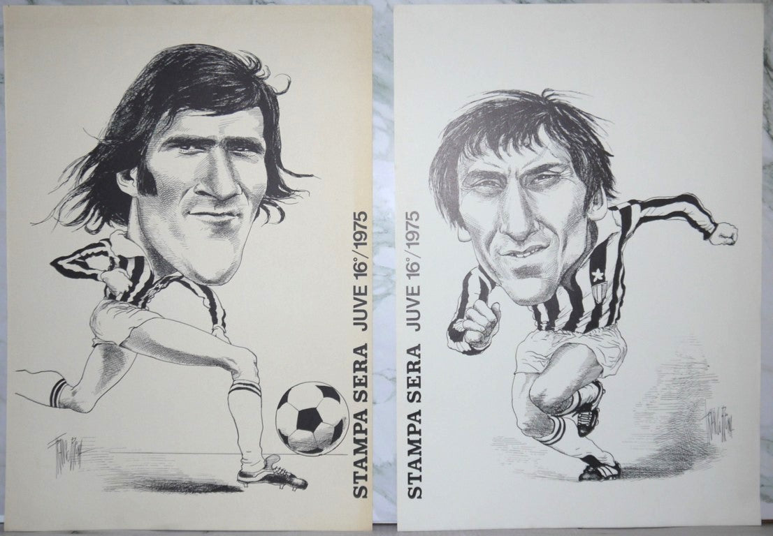 Franco Bruna n°6 caricature la Juventus 74/75 -16ème Scudetto - Époque : 1974/1975