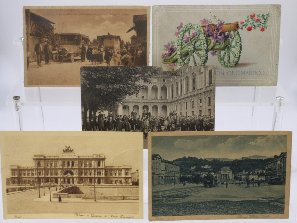 Lot de cartes postales anciennes - Italie - Voyage - Timbrées - 5 pièces - Période : 1910-1929
