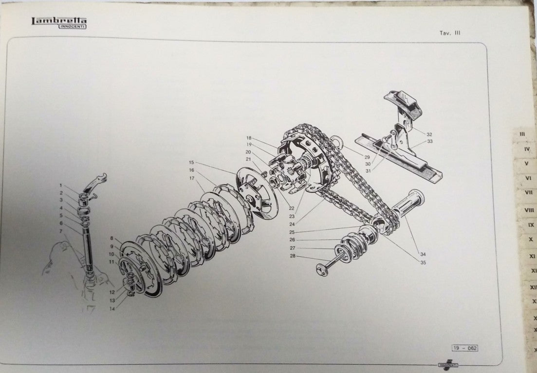 Catalogue de pièces détachées Innocenti Lambretta 125Li-150Li-175Tv - Période : 1967