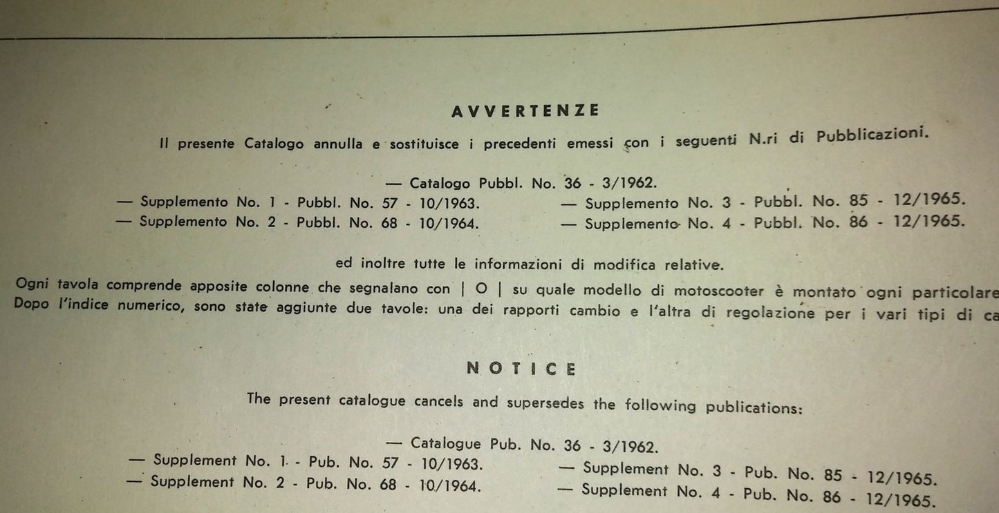 Catalogue de pièces détachées Innocenti Lambretta 125Li-150Li-175Tv - Période : 1967