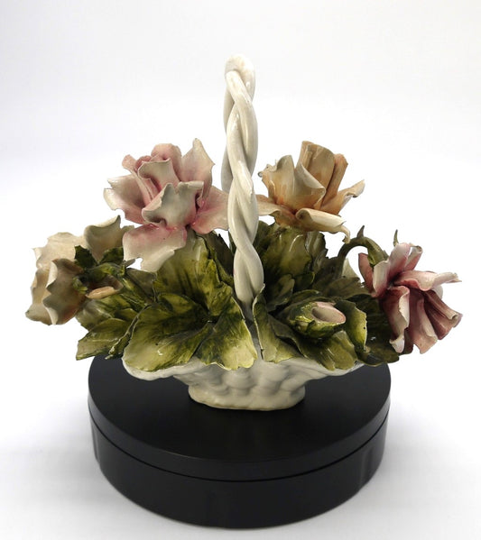 Cestino Floreale in Ceramica Artistica Italiana Stile Capodimonte – Decorazione Vintage-Epoca: Anni ’60/’70
