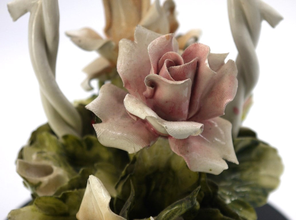 Cestino Floreale in Ceramica Artistica Italiana Stile Capodimonte – Decorazione Vintage-Epoca: Anni ’60/’70