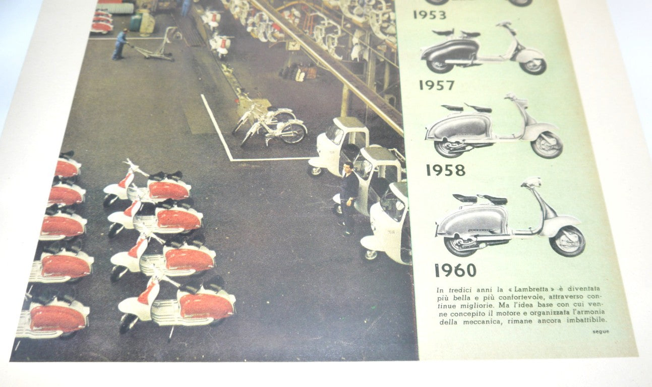 COPIA Pubblicità d'Epoca LAMBRETTA 1960 - Timeline Modelli 1947-1960 -Epoca:2020