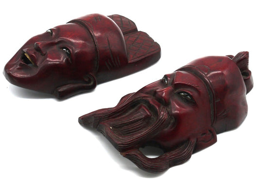 Handcrafted Chinese masks made of rosewood - Period: 1973