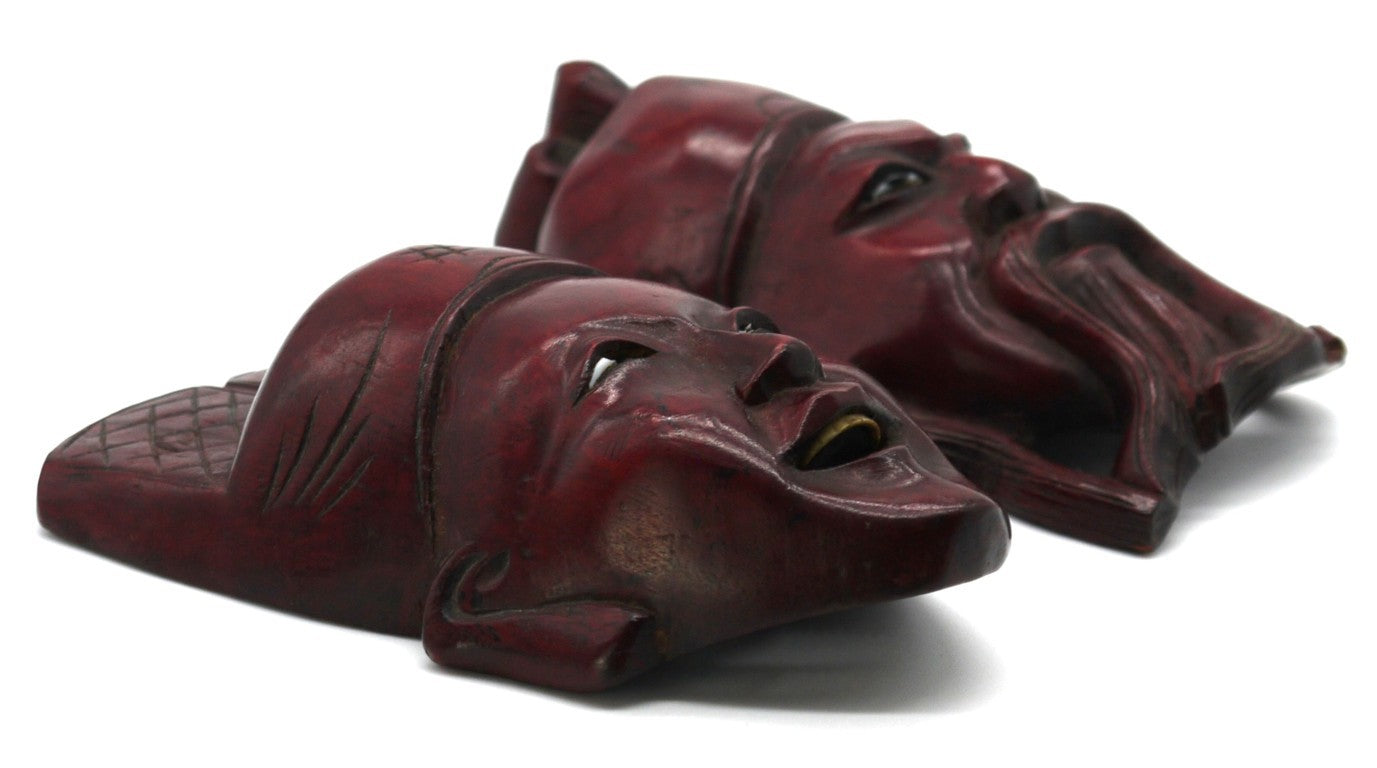 Maschere Cinesi realizzate a mano in legno di Palissandro-Epoca:1973