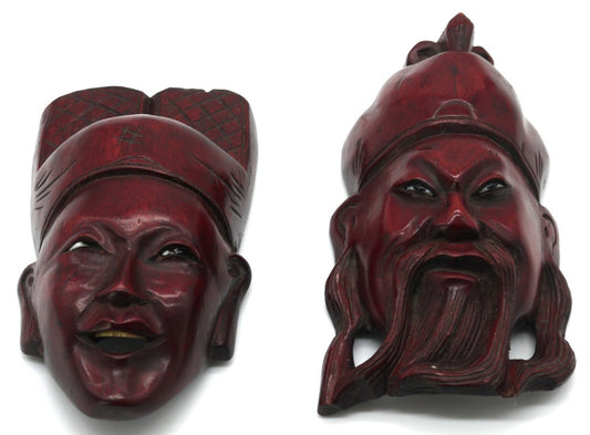 Handcrafted Chinese masks made of rosewood - Period: 1973