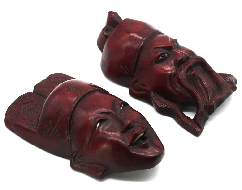 Maschere Cinesi realizzate a mano in legno di Palissandro-Epoca:1973