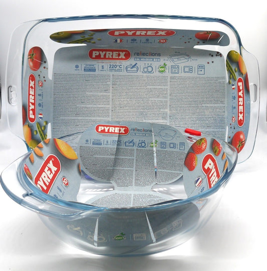 Set 2 pirofile Pyrex – Rettangolare 3.9L + Semisfera 2.8L vista set completo