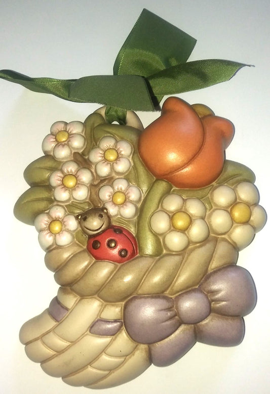 THUN Cornucopia con Tulipano, Margherite e Coccinella vista frontale