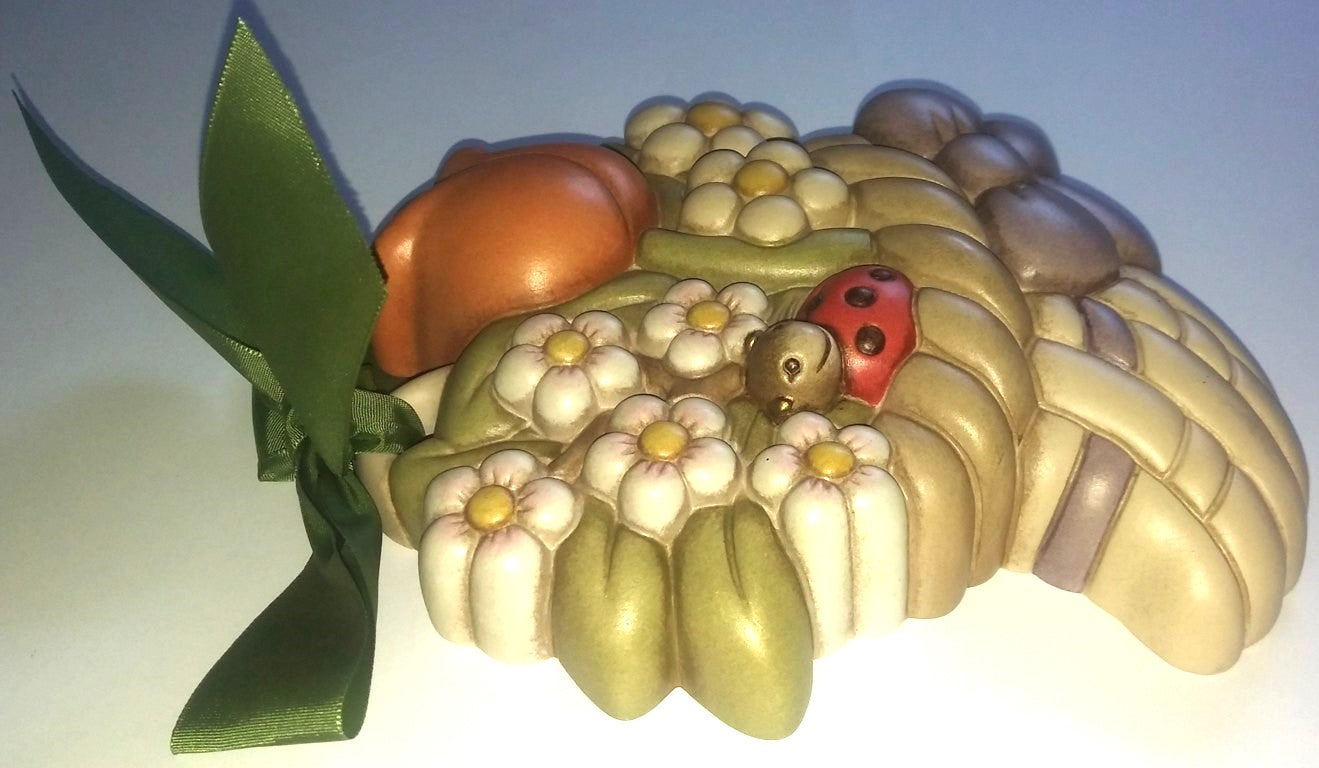 THUN Cornucopia con Tulipano, Margherite e Coccinella vista laterale sx