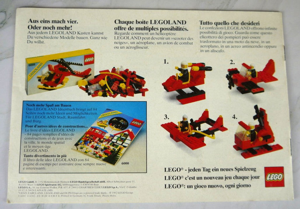 Brochure Ufficiale LEGOLAND 1982 -3 lingue 4 pagine -vista copertina retro
